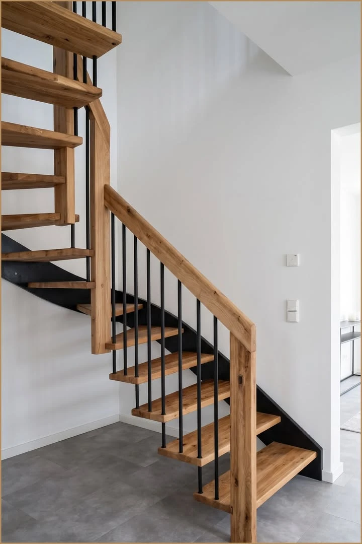In diesem Haus sollte die Treppe nicht den ganzen Raum bestimmen. Sie sollte sich einfach ...