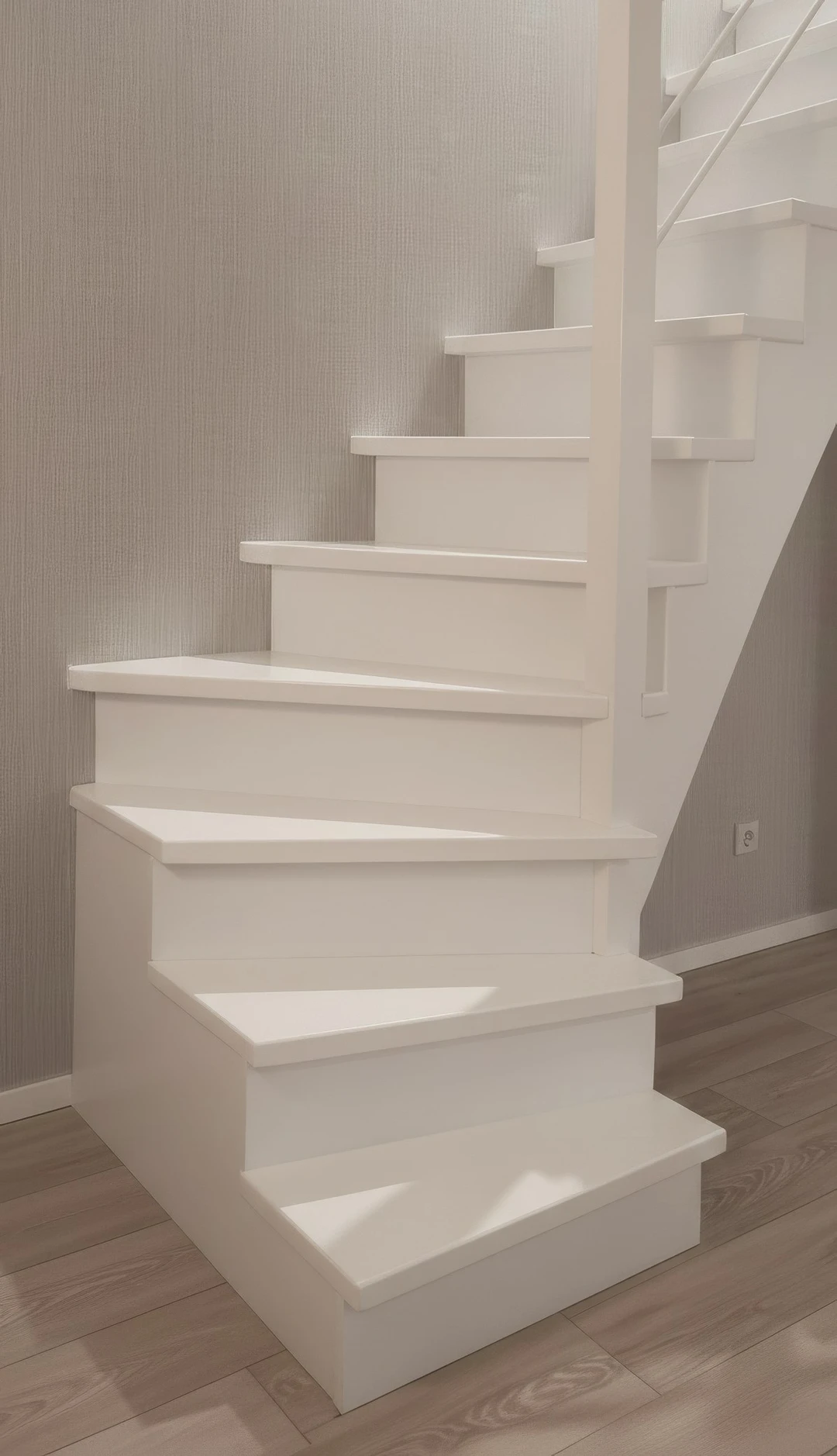 Weiß lackierte aufgesattelte Treppe mit Setzstufen und Relinggeländer 1