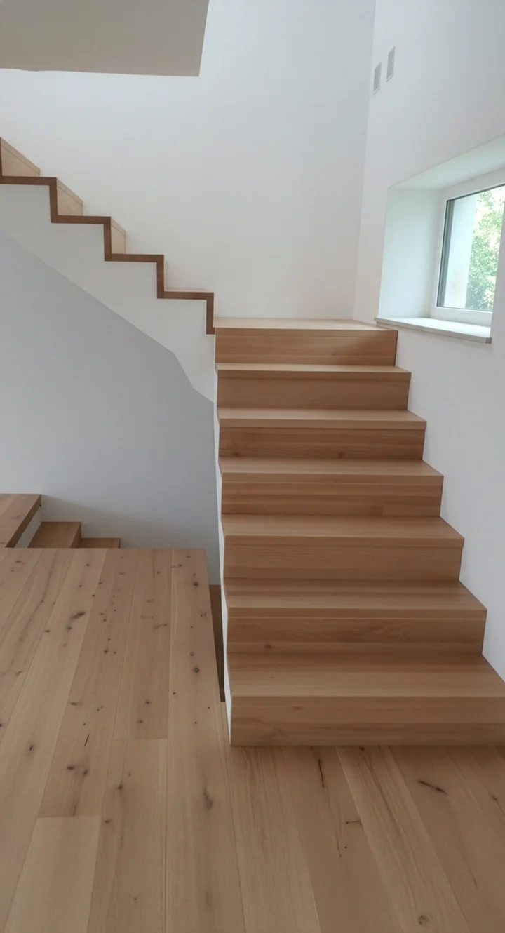 Betontreppe in Faltwerkoptik mit Buchenstufen – Raum Münster