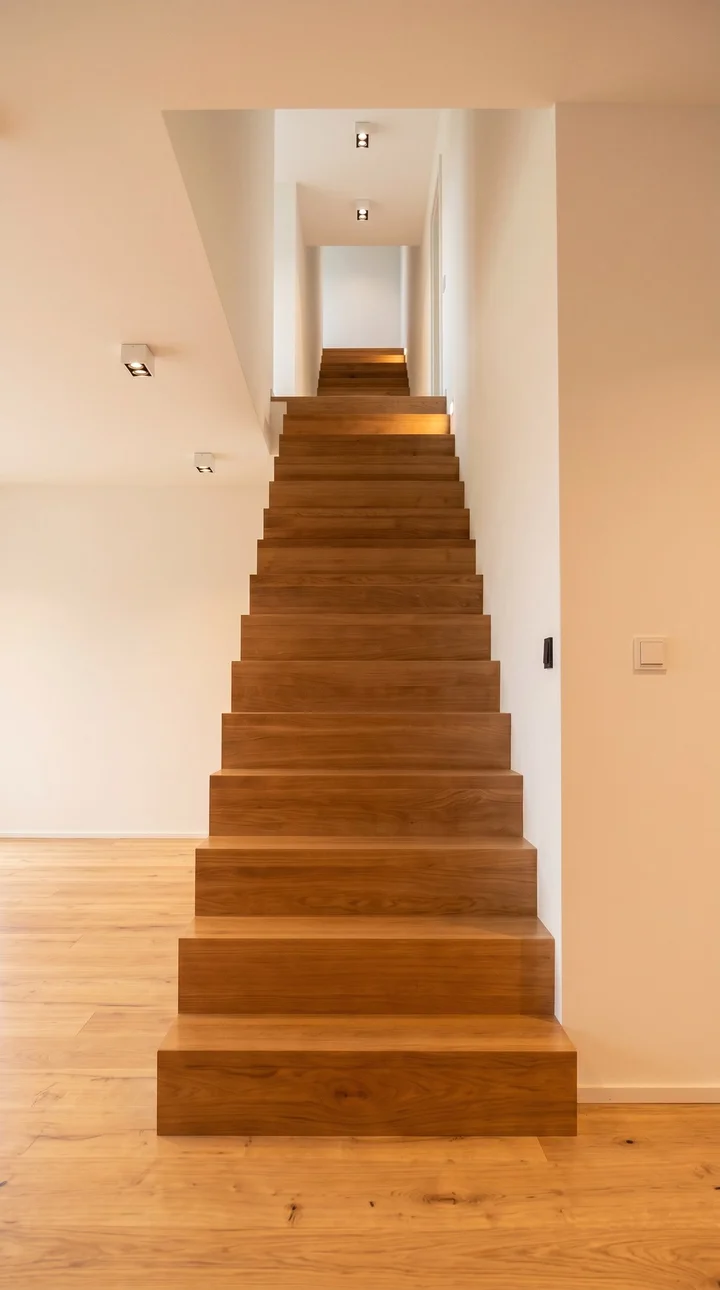 Betontreppe in Faltwerkoptik mit Eichenstufen – Raum Hamburg