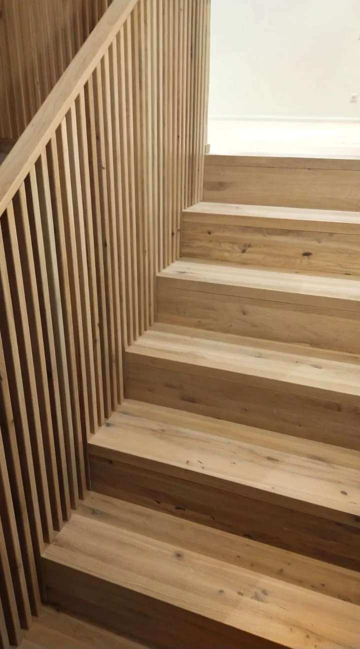 Betontreppe in Faltwerkoptik mit Wildeiche-Stufen – Raum Leipzig